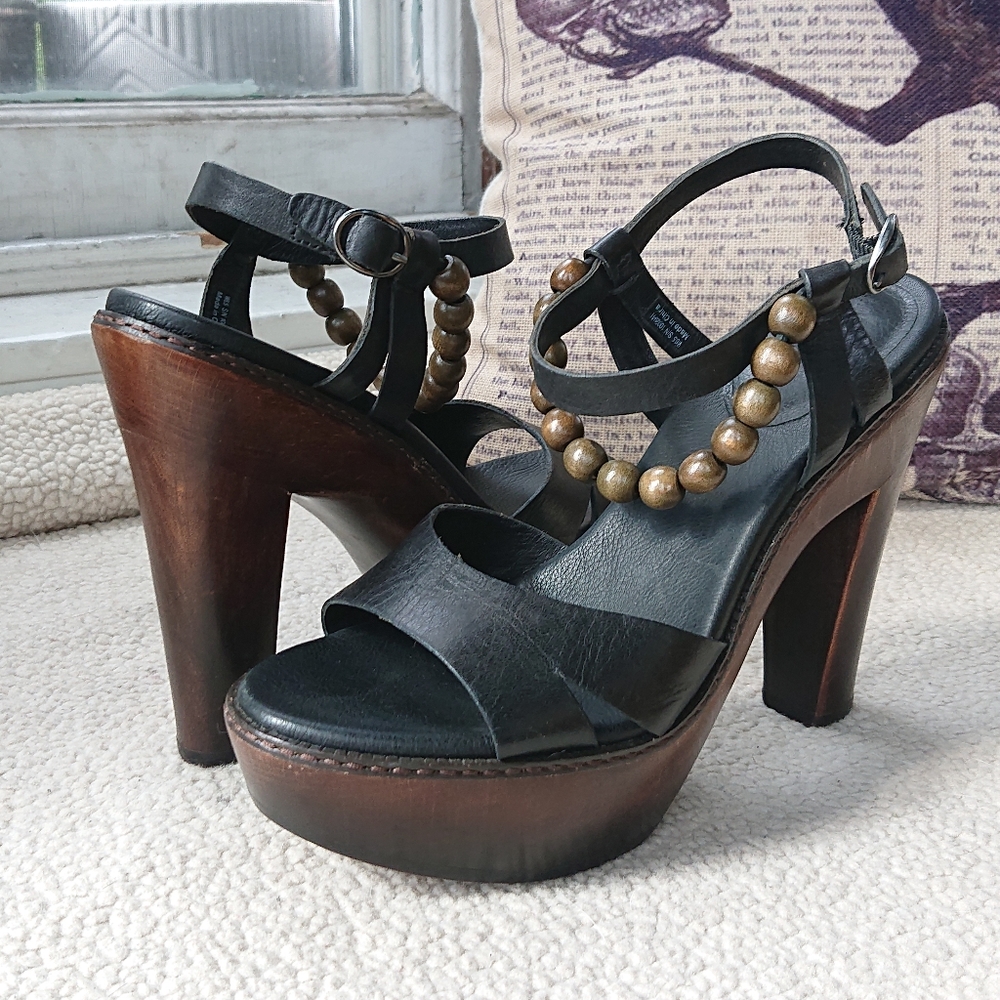 UGG "Naima" Heeled Platform Leather Sandal